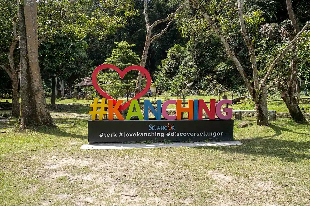 Kanching recreational forest sign at Kanching Waterfall in Selangor, Malaysia