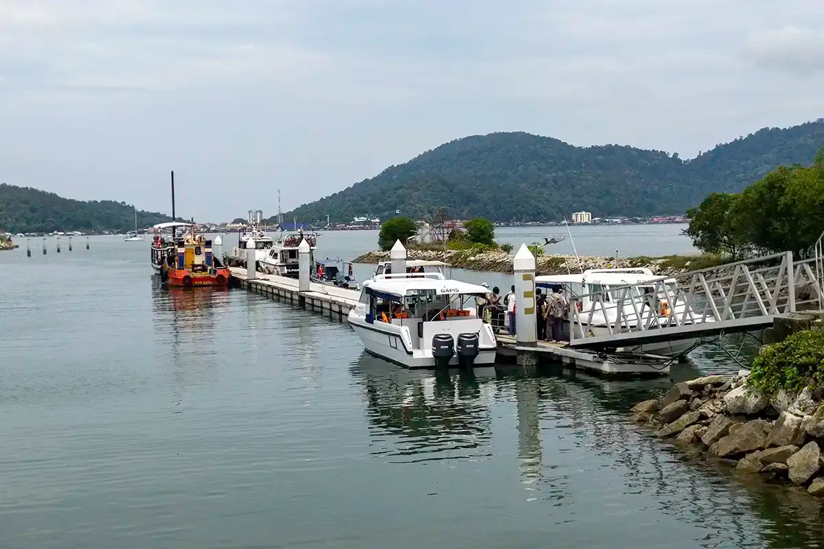 Marina Island jetty for travellers continuing to Pangkor Laut