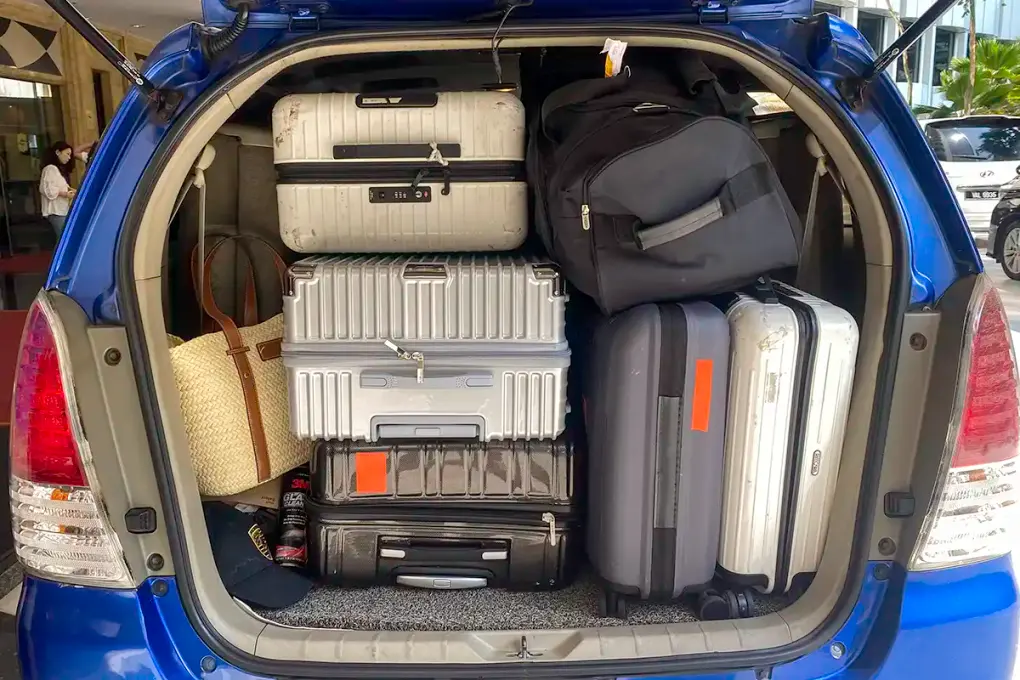 Luggage loaded in the rear of the My Little Taxi Toyota Innova