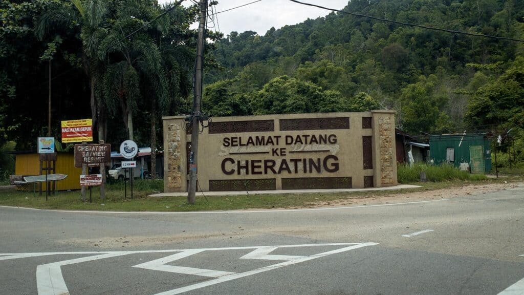 Selamat Datang ke Cherating welcome sign at the junction into Cherating village, Pahang